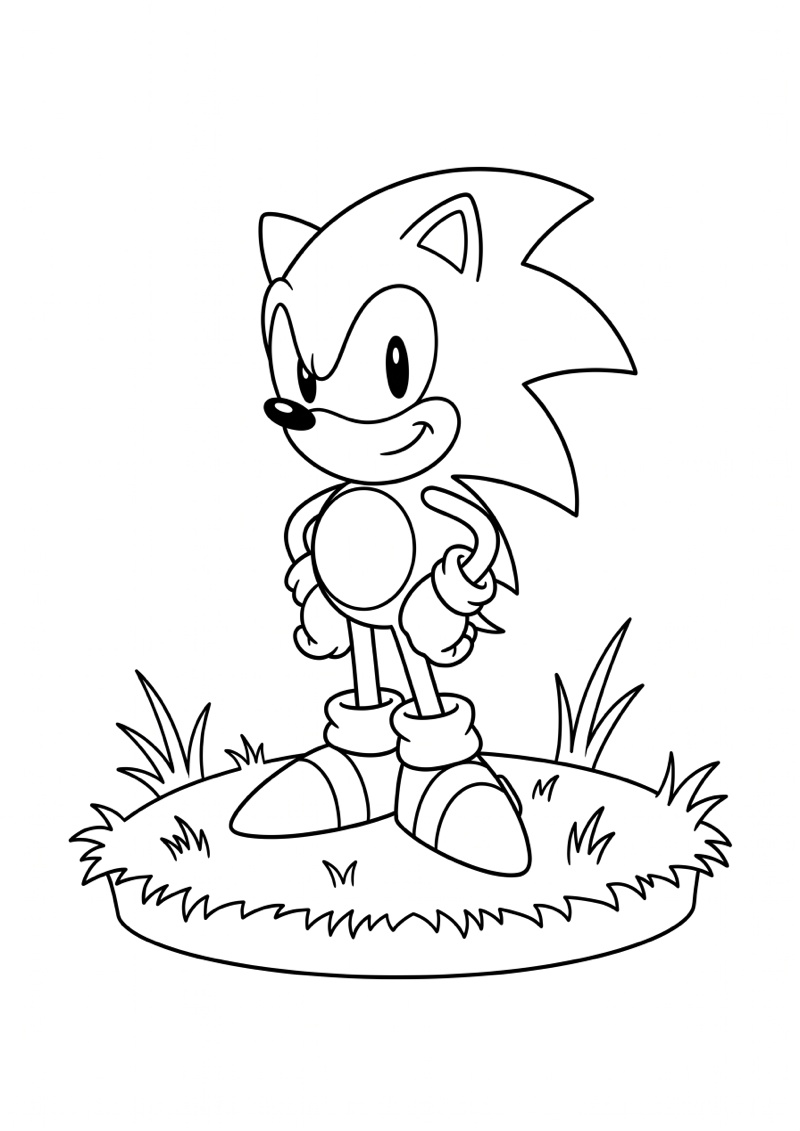 Sonic op Grasplatform Kleurplaat — gratis kleurplaat