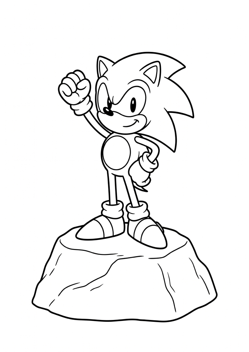 Sonic op Rots Kleurplaat — gratis kleurplaat printen