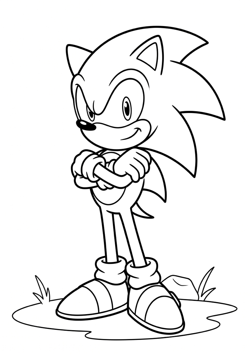 Sonic Stoere Pose Kleurplaat — gratis kleurplaat printen