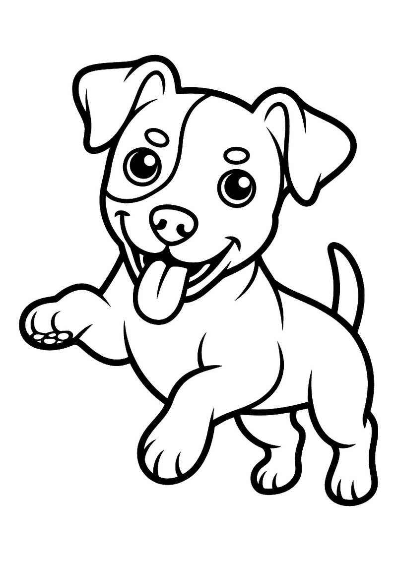 Kleurplaat van een energieke Jack Russell terrier die speels springt met zijn oren omhoog en staart recht