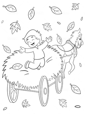 Spelen op de hooikar Kleurplaat — gratis kleurplaat printen