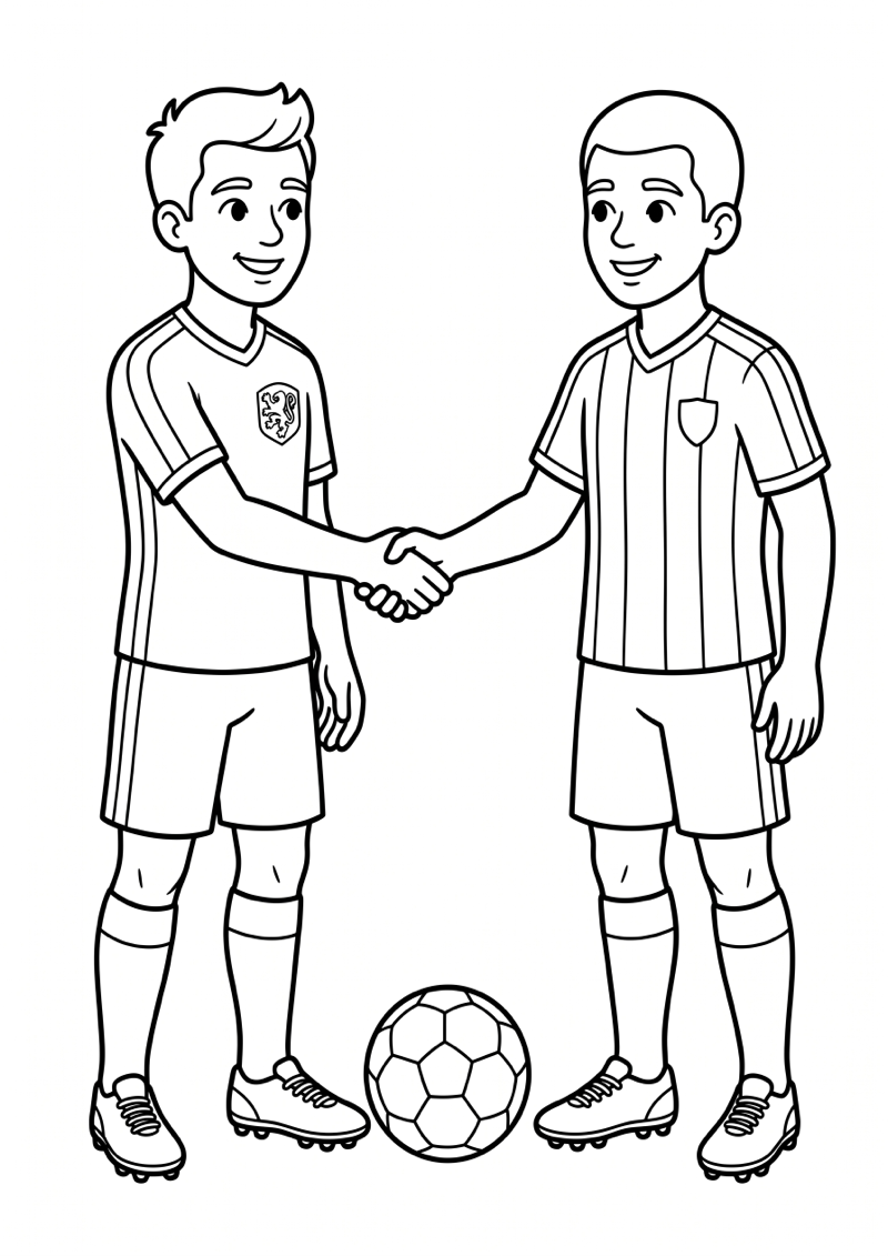 Speler en Tegenstander Handen Schudden Kleurplaat — gratis kleurplaat printen