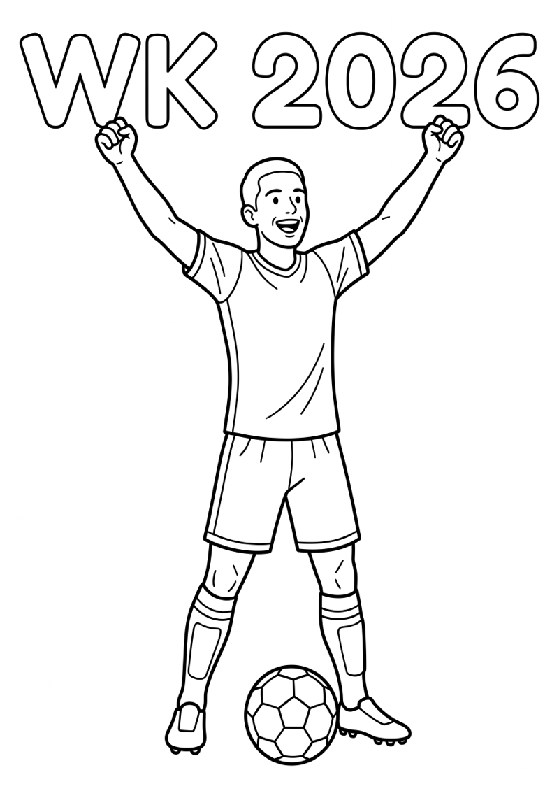 Speler Juicht Wk 2026 Kleurplaat — gratis kleurplaat printen