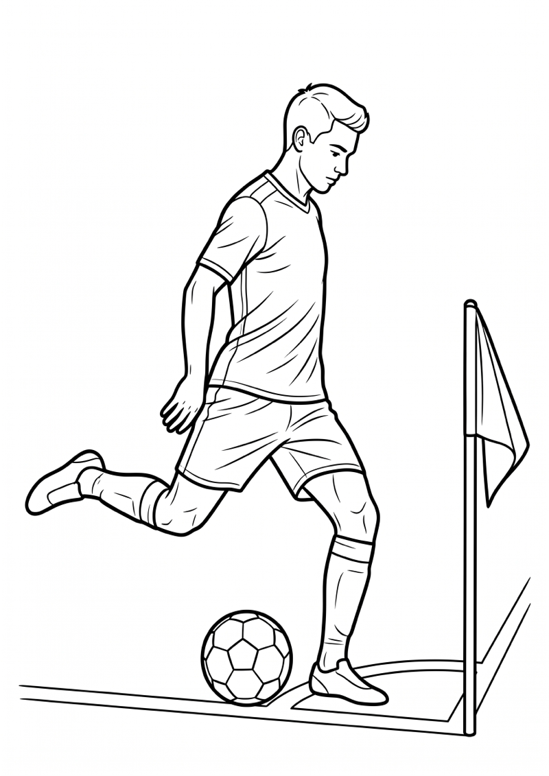 Speler Neemt Corner Kleurplaat — gratis kleurplaat printen