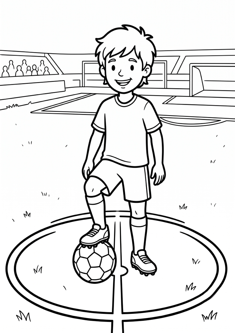 Speler op Middencirkel Aftrap Kleurplaat — gratis kleurplaat printen