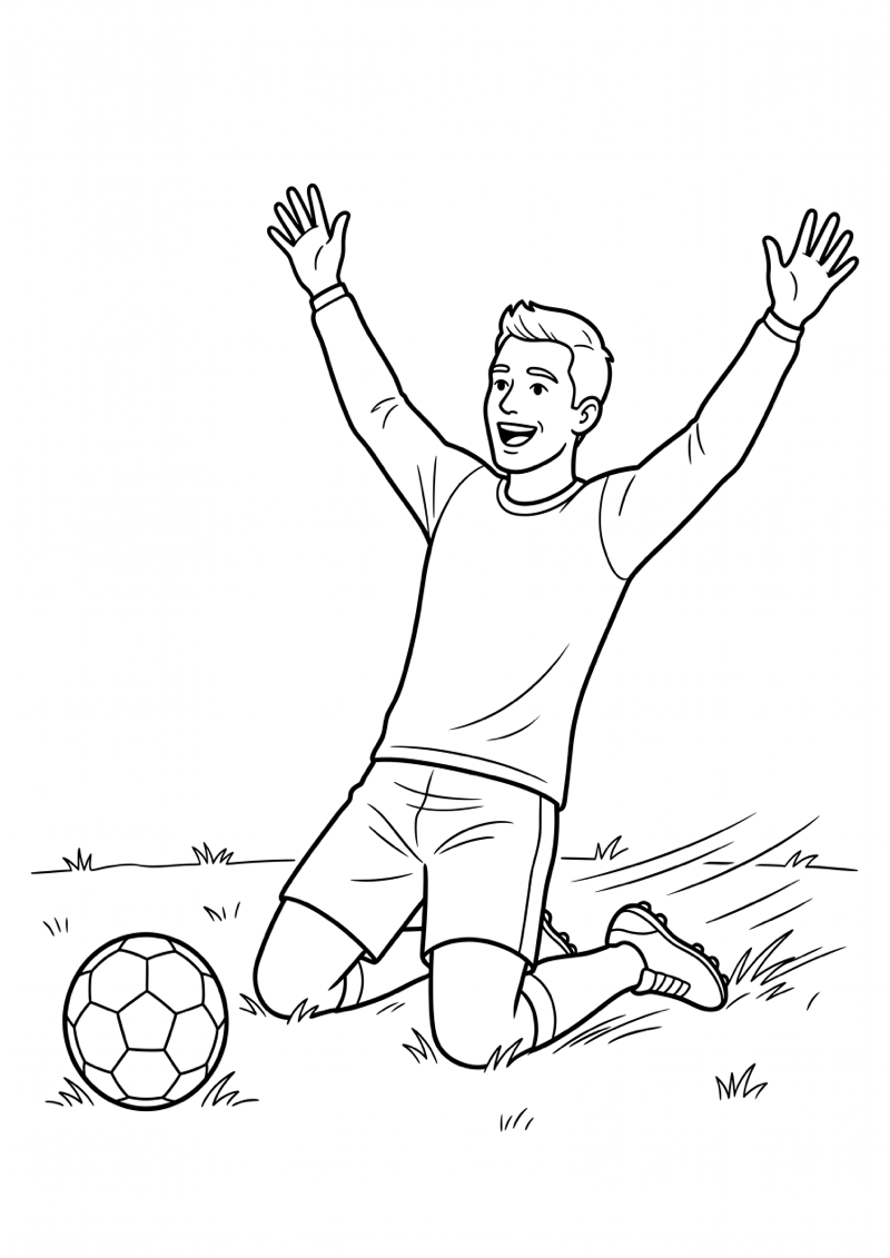 Speler Sliding Viering op Knieen Kleurplaat — gratis kleurplaat printen