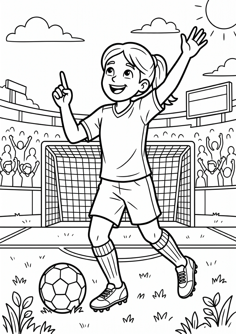 Speler Wijst naar Lucht Na Doelpunt Kleurplaat — gratis kleurplaat printen