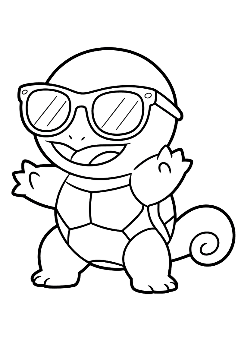 Squirtle draagt een zonnebril kleurplaat — gratis kleurplaat printen