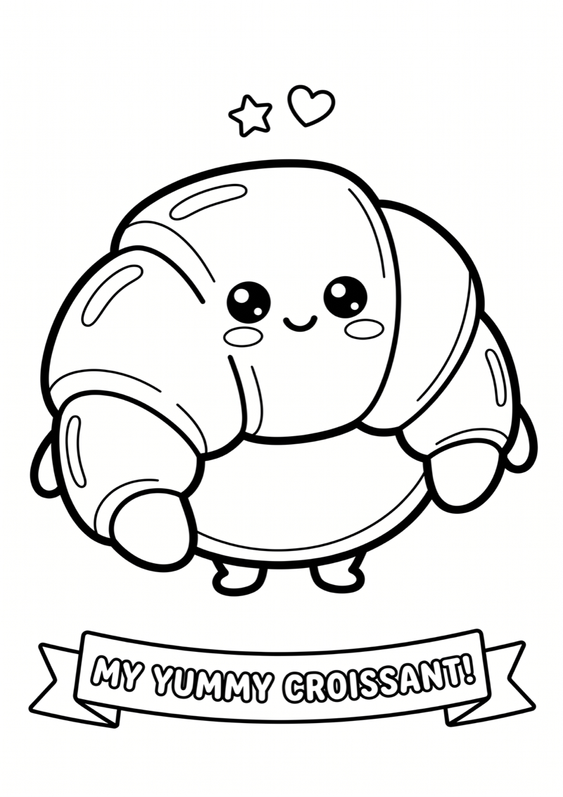 Squishy Croissant Kleurplaat — gratis kleurplaat