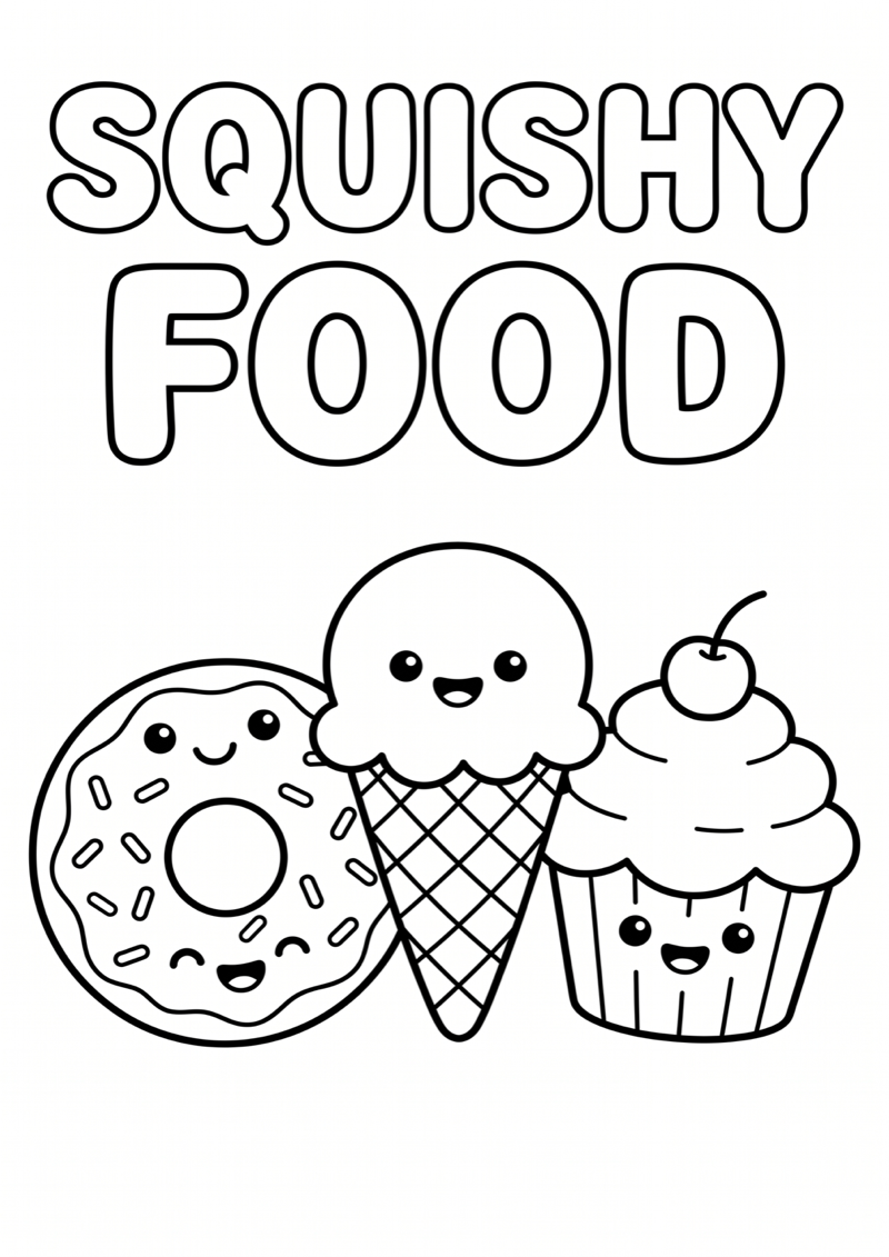 Squishy Food Kleurplaat — gratis kleurplaat