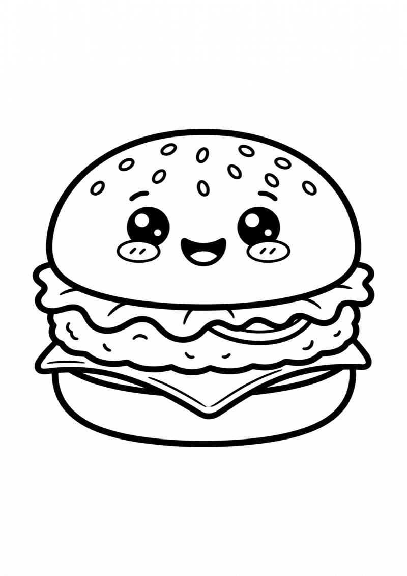 Squishy Hamburger Kleurplaat — gratis kleurplaat printen