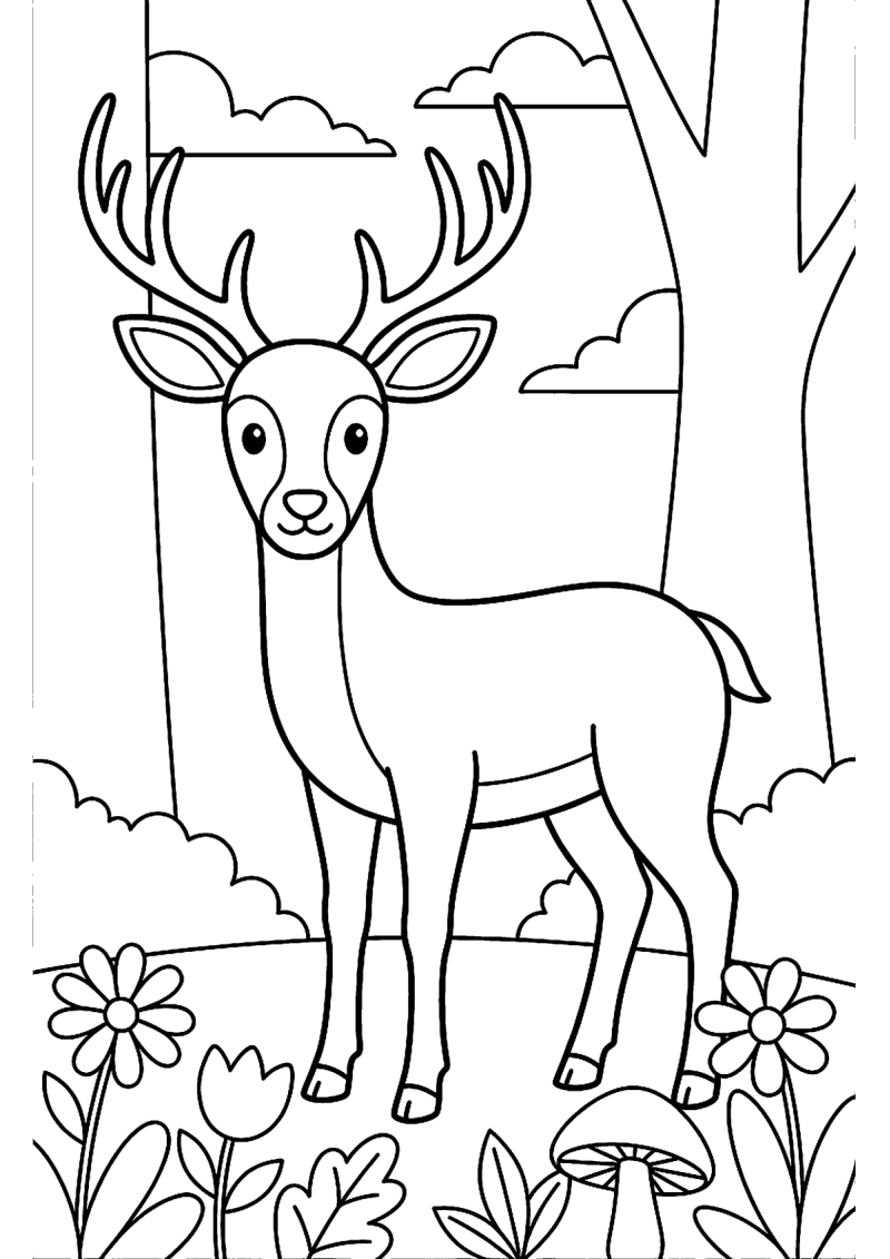 Staand hert kleurplaat — gratis kleurplaat