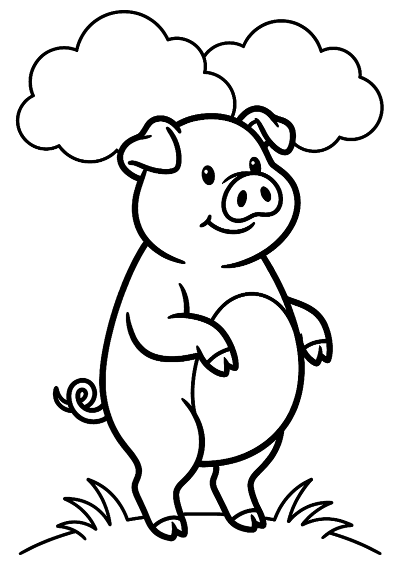 Staand varken kleurplaat — gratis kleurplaat