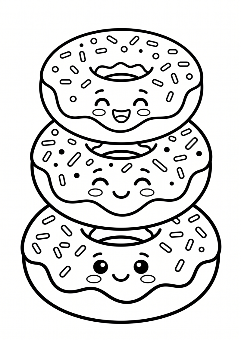 Stapel Donuts Kleurplaat — gratis kleurplaat printen