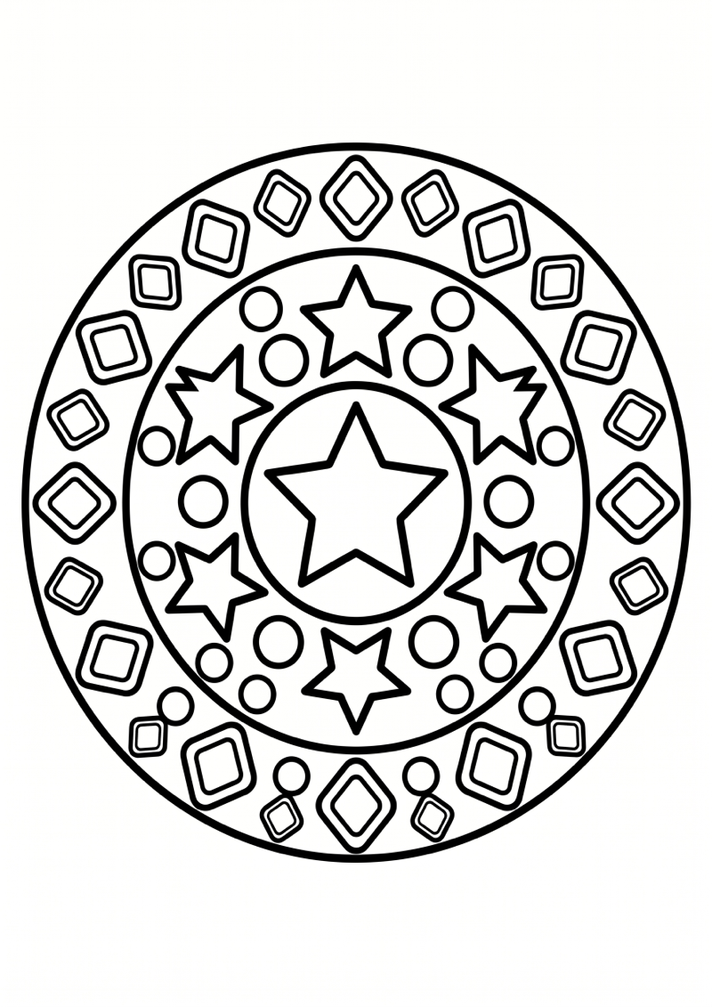 Sterren Mandala Kleurplaat — gratis kleurplaat printen