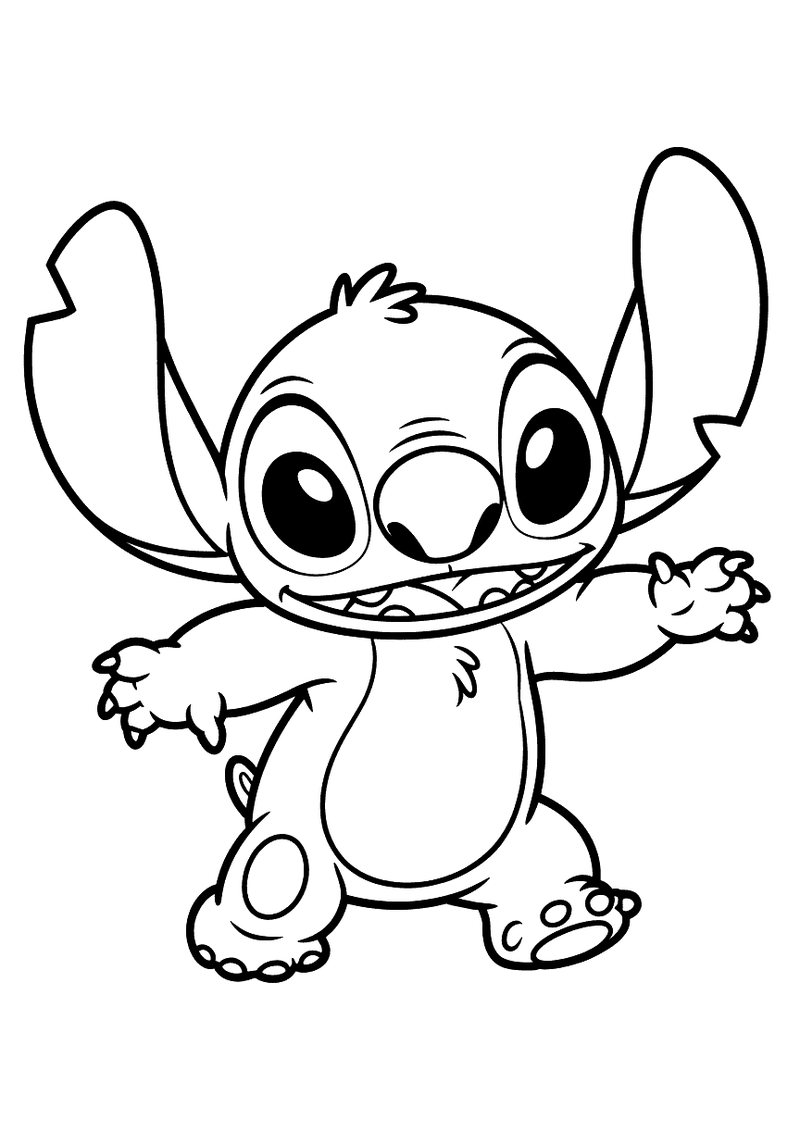 Baby Stitch leert lopen kleurplaat