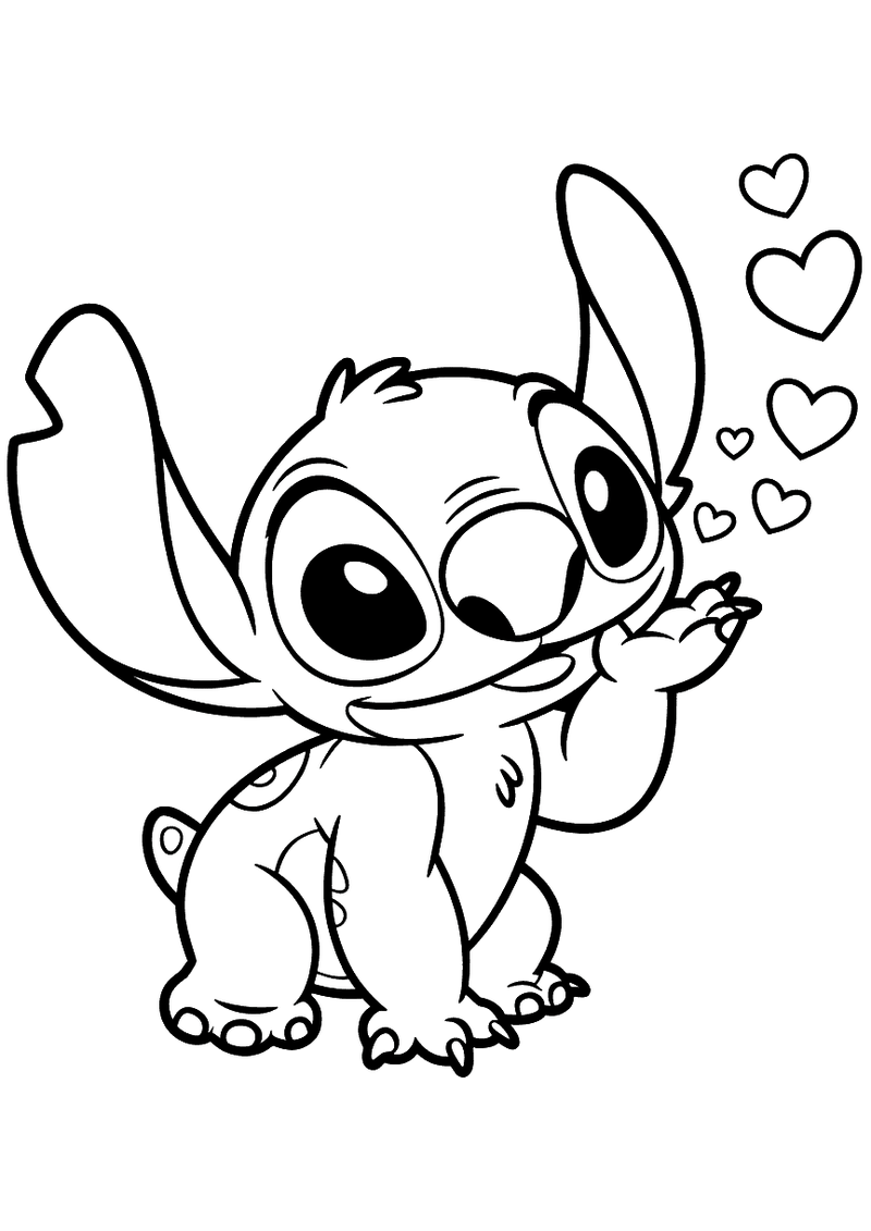 Stitch blaast een kus kleurplaat — gratis kleurplaat