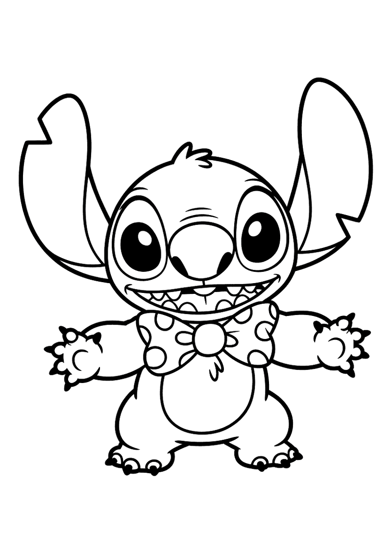 Stitch met bloemenketting kleurplaat — gratis kleurplaat printen