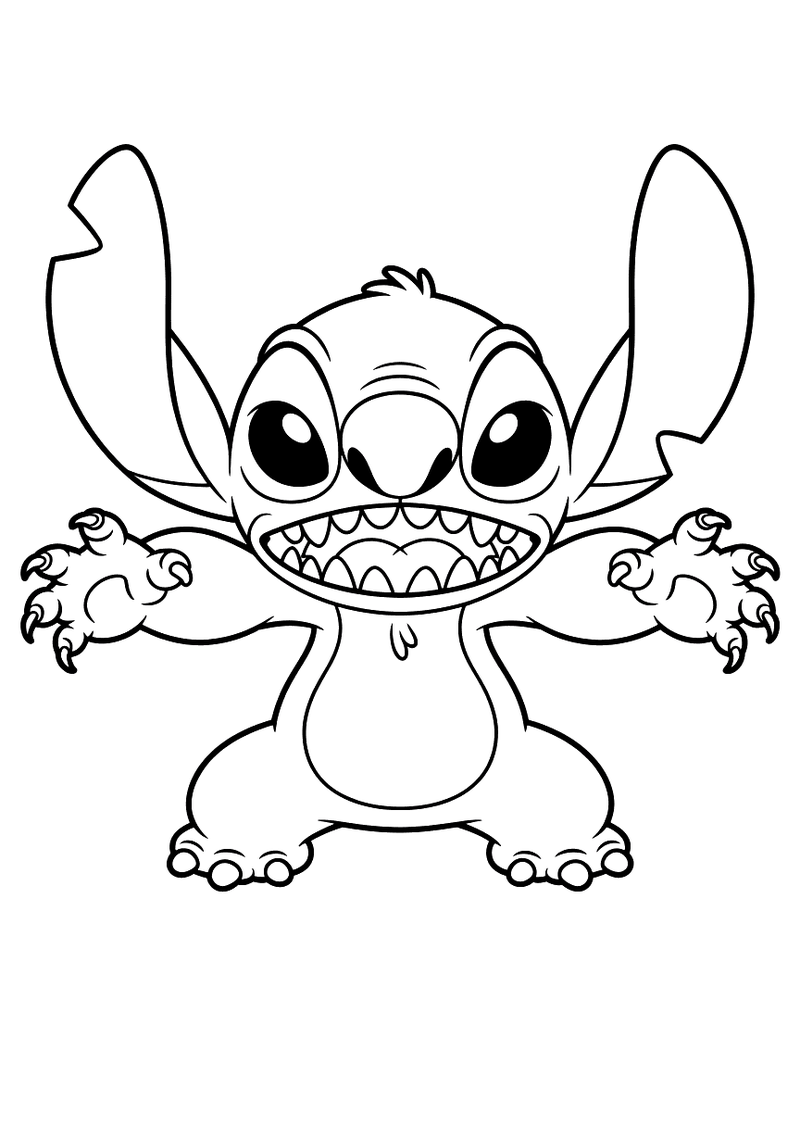 Stitch in zijn kwaadaardige modus kleurplaat — gratis kleurplaat printen