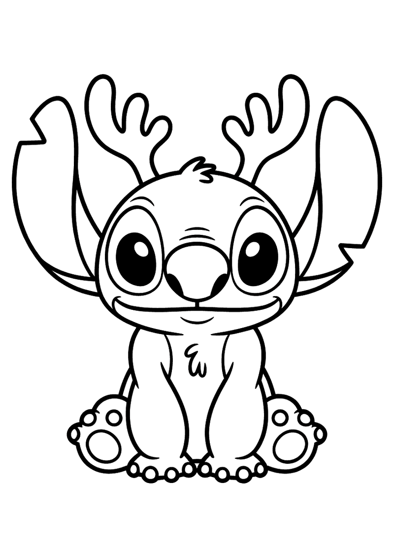 Stitch als rendier kleurplaat — gratis kleurplaat
