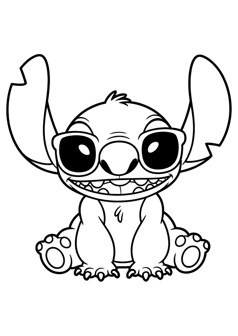 Stitch met zonnebril kleurplaat — gratis kleurplaat printen