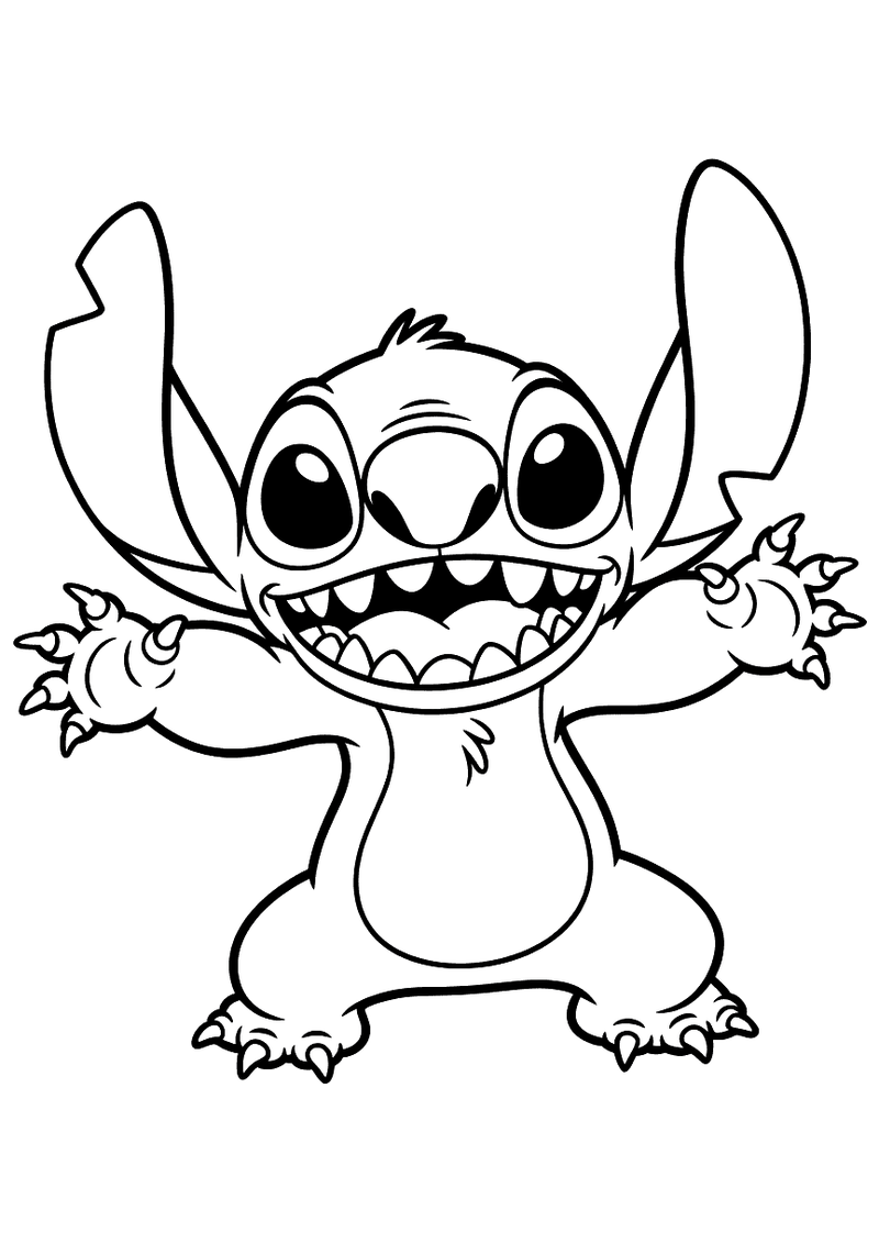 Stitch toont zijn tanden kleurplaat — gratis kleurplaat printen