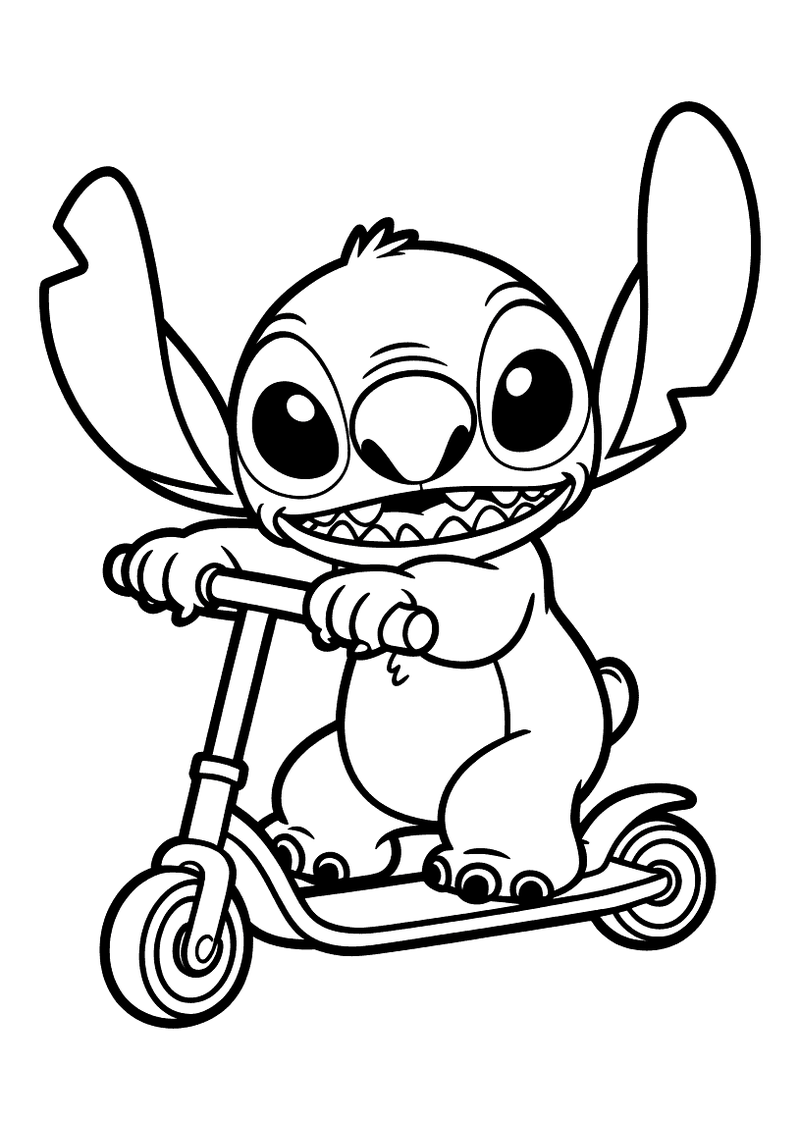 Stitch op step kleurplaat — gratis kleurplaat printen