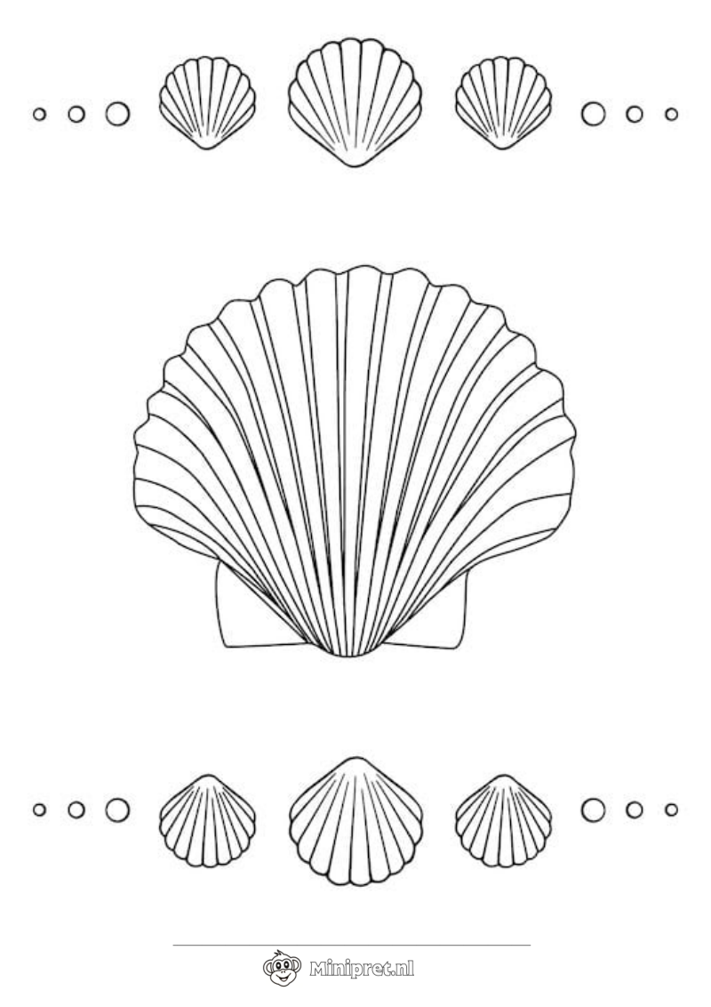 Strand met Schelpen kleurplaat — gratis kleurplaat