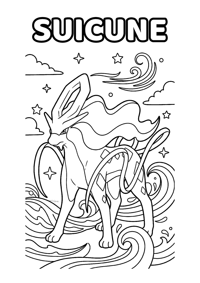 Suicune Kleurplaat — gratis kleurplaat printen