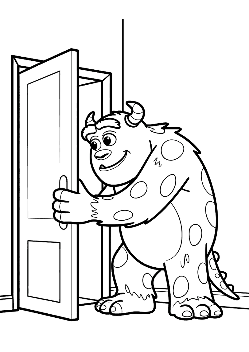 Sulley Opent Kastdeur Stilletjes Kleurplaat — gratis kleurplaat printen