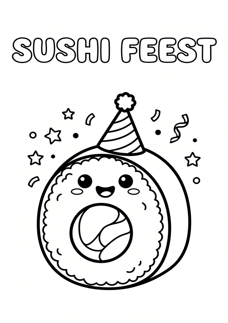 Sushi Feest Kleurplaat — gratis kleurplaat printen
