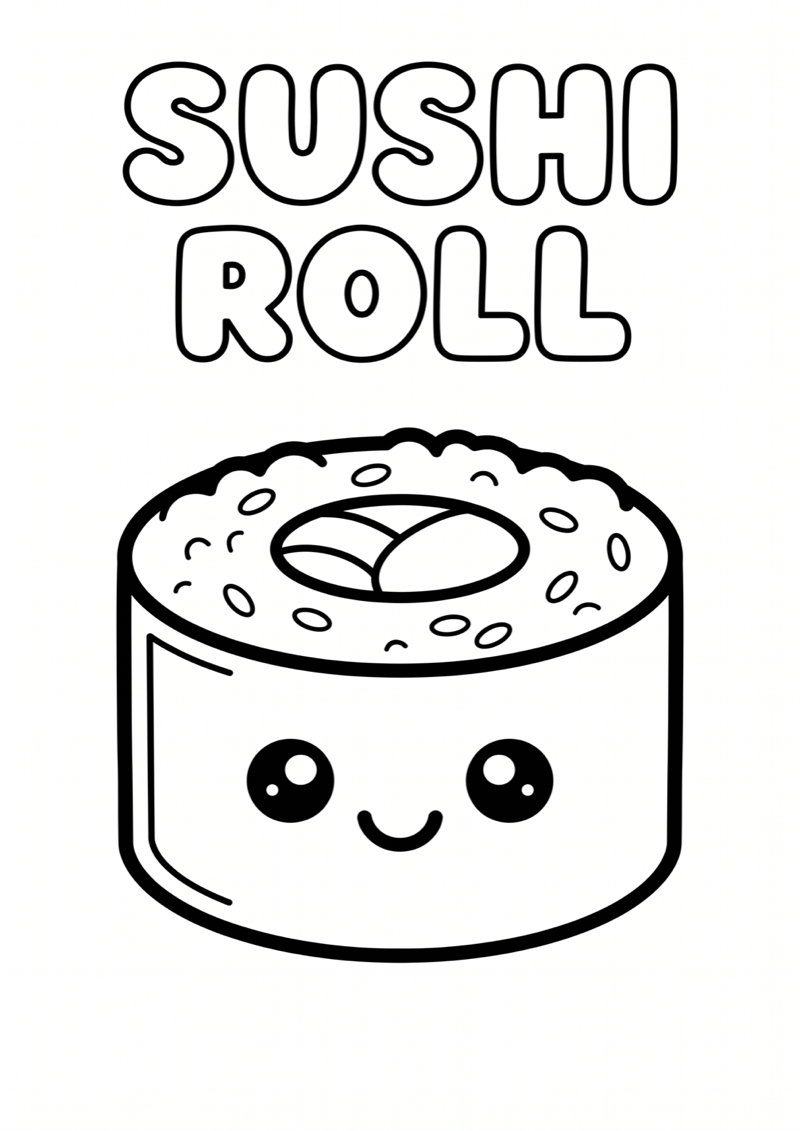 Sushi Roll Kleurplaat — gratis kleurplaat printen