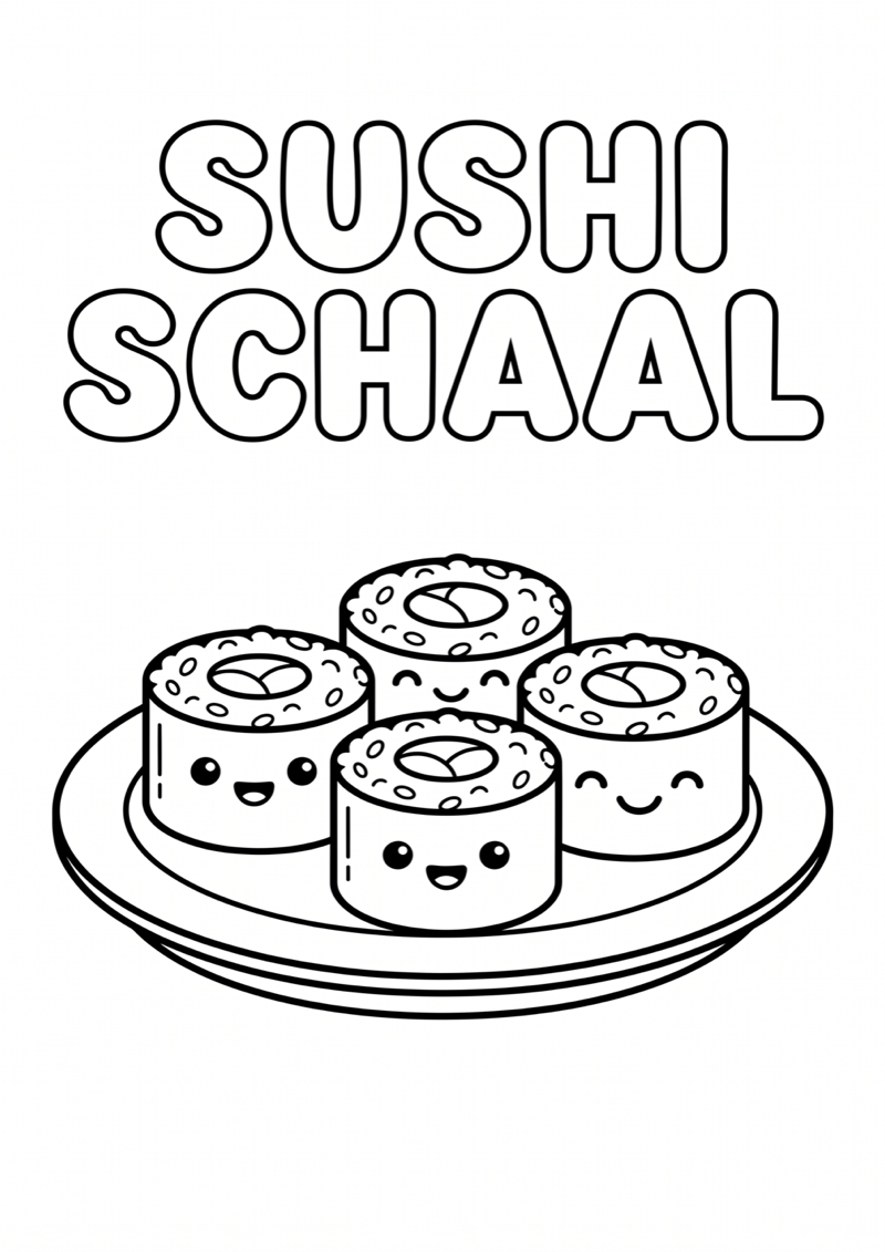 Sushi Schaal Kleurplaat — gratis kleurplaat