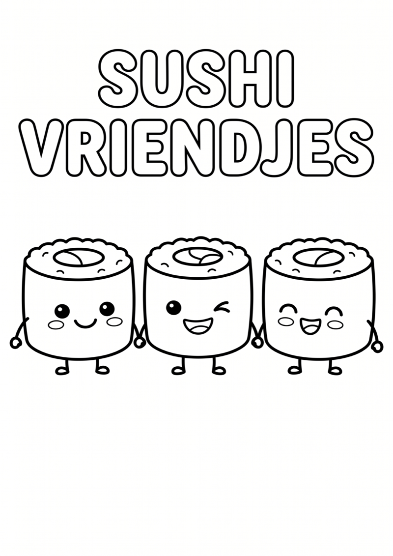 Sushi Vriendjes Kleurplaat — gratis kleurplaat