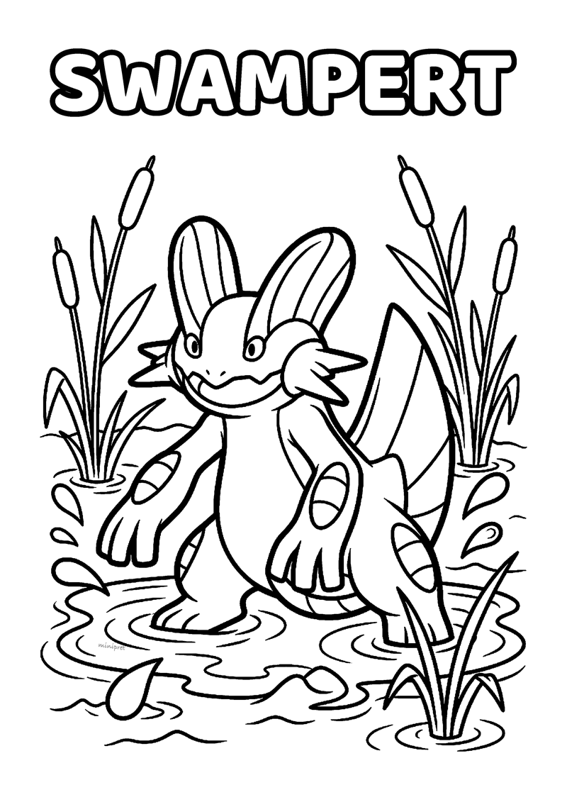 Swampert Kleurplaat — gratis kleurplaat printen