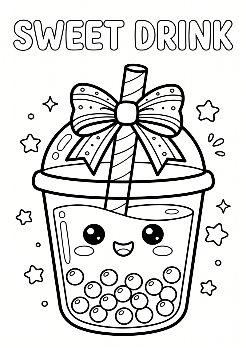 Sweet Drink Boba Kleurplaat — gratis kleurplaat