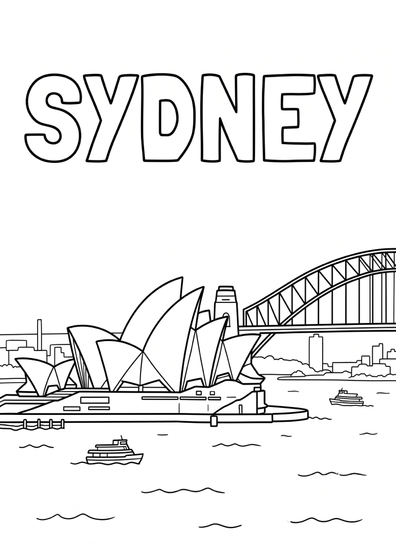 Sydney Kleurplaat — gratis kleurplaat printen