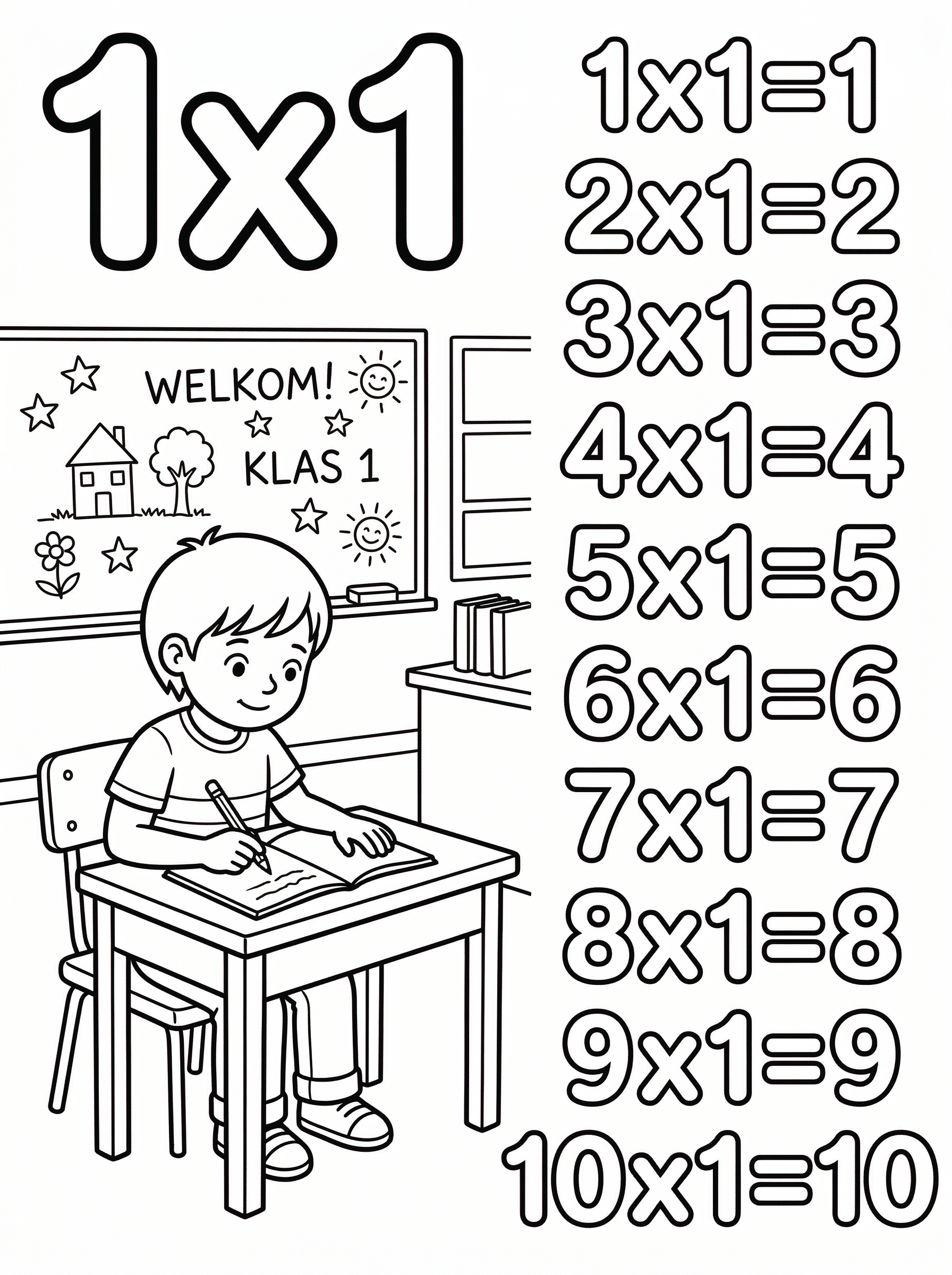 Tafel Van 1 Kleurplaat