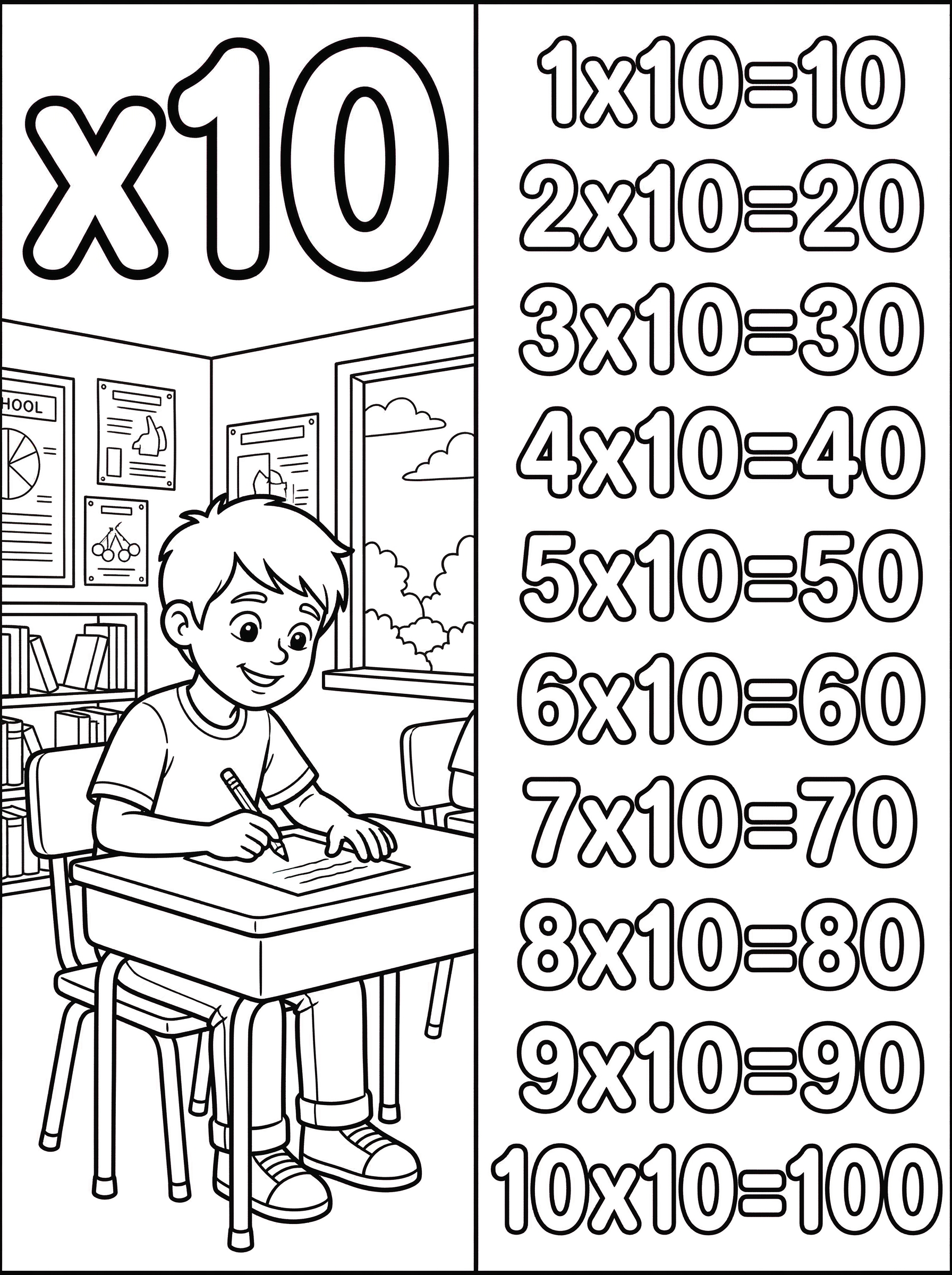 Tafel Van 10 Kleurplaat