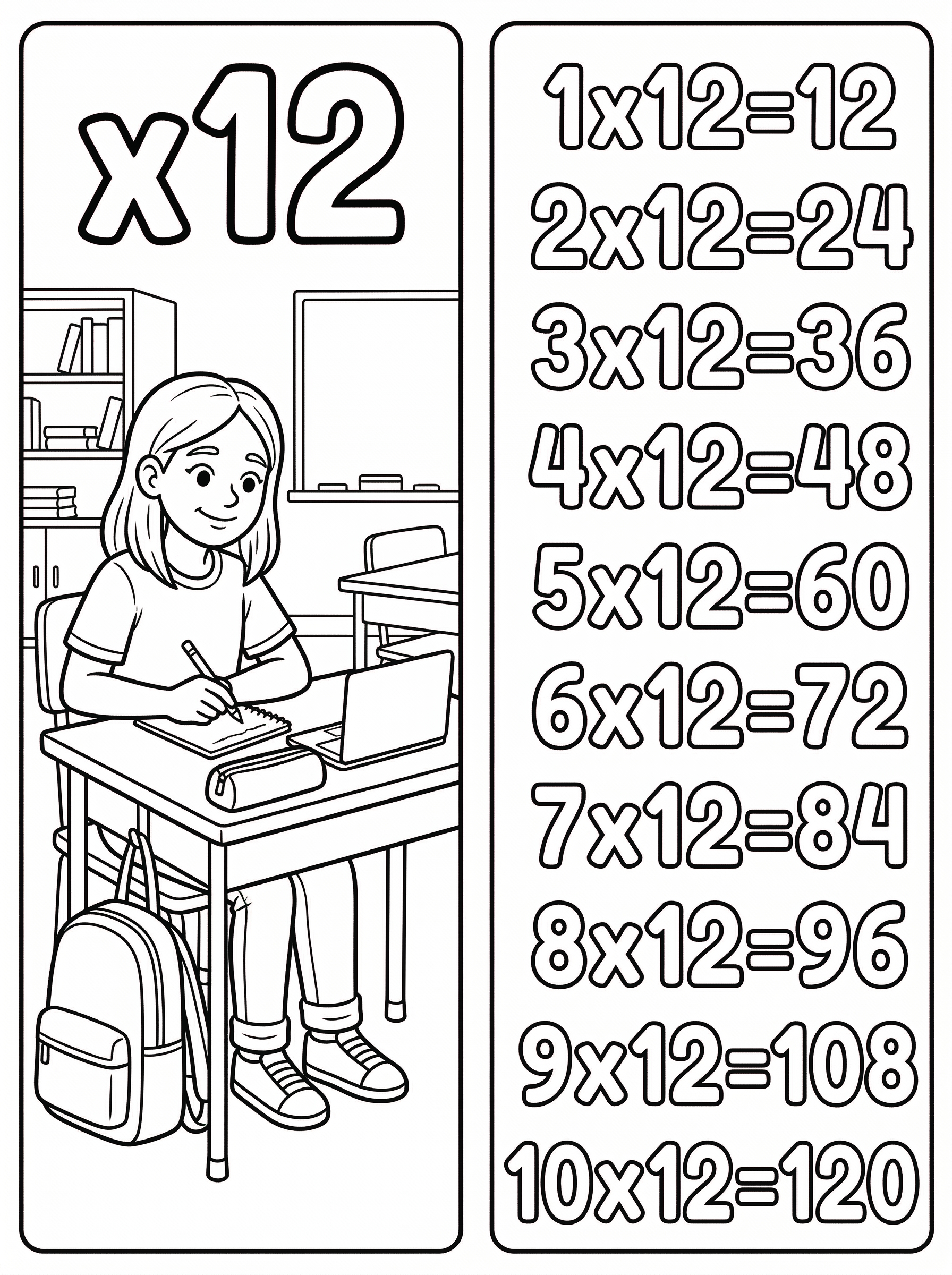 Tafel Van 12 Kleurplaat