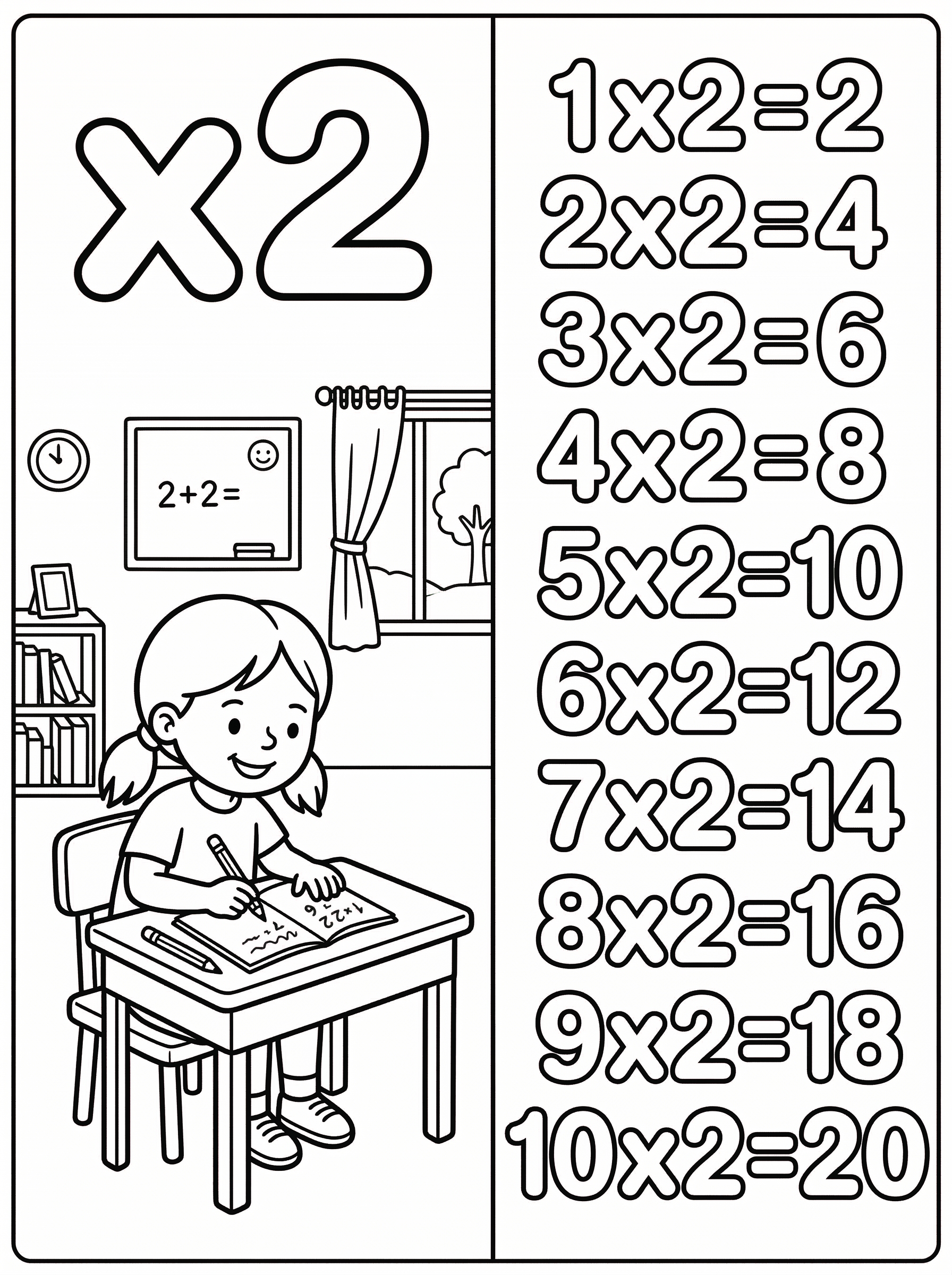 Tafel Van 2 Kleurplaat — gratis kleurplaat