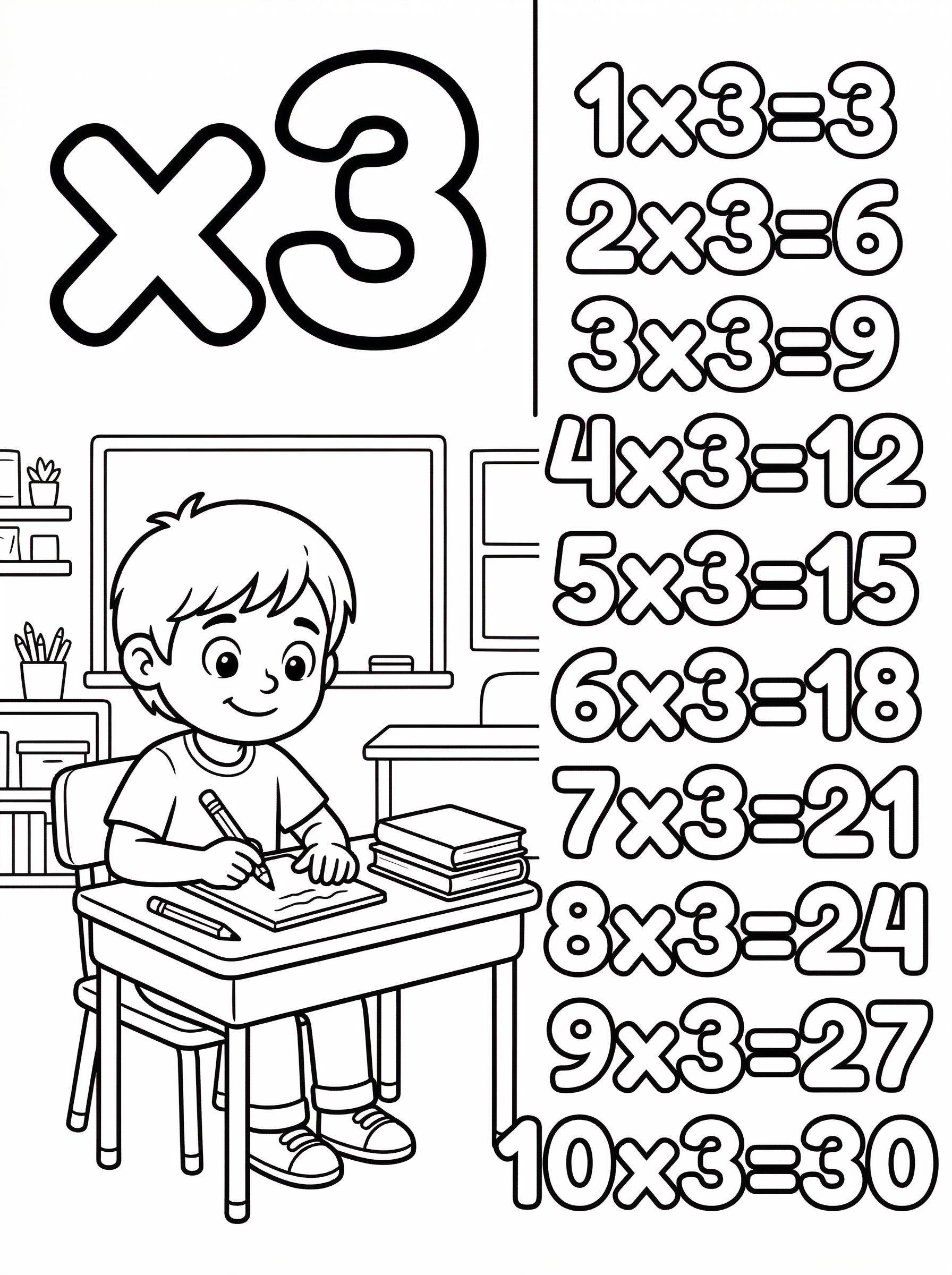 Tafel Van 3 Kleurplaat — gratis kleurplaat