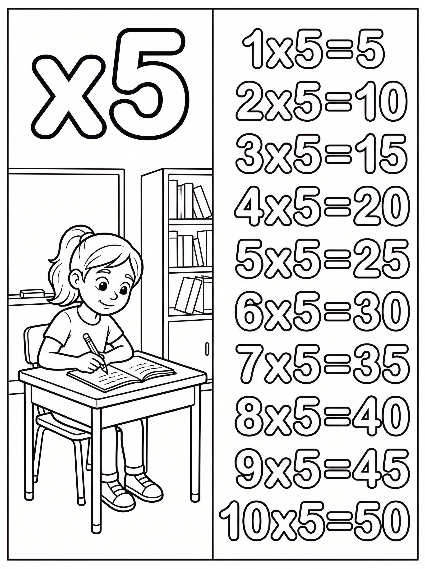 Tafel Van 5 Kleurplaat — gratis kleurplaat