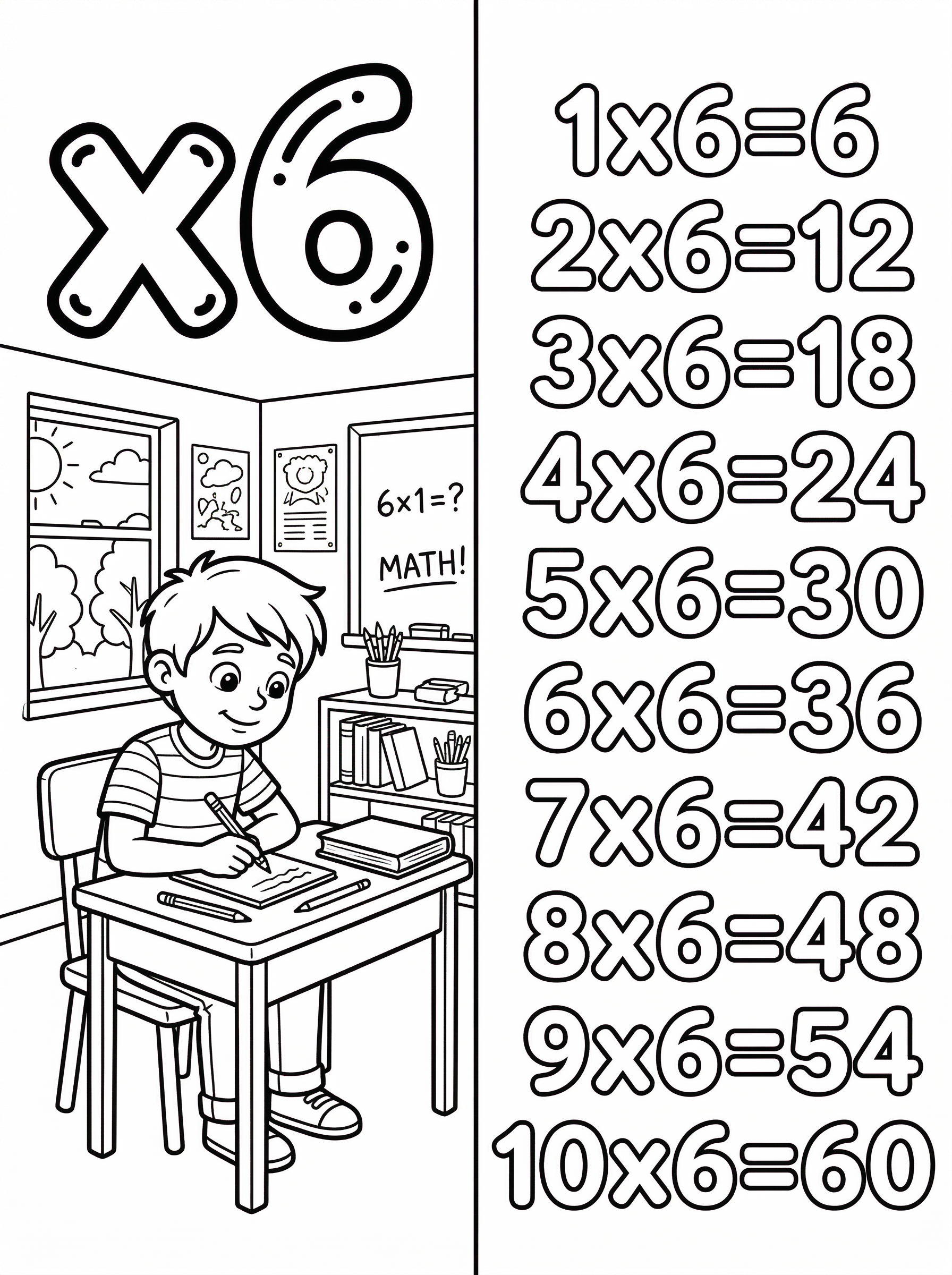 Tafel Van 6 Kleurplaat — gratis kleurplaat