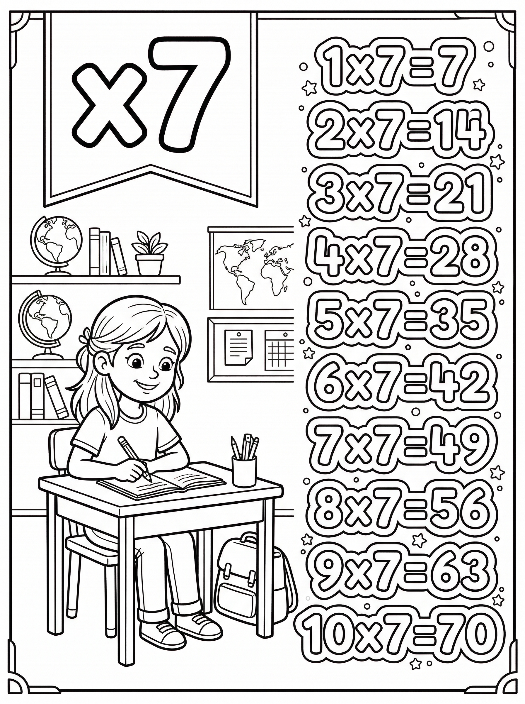 Tafel Van 7 Kleurplaat — gratis kleurplaat