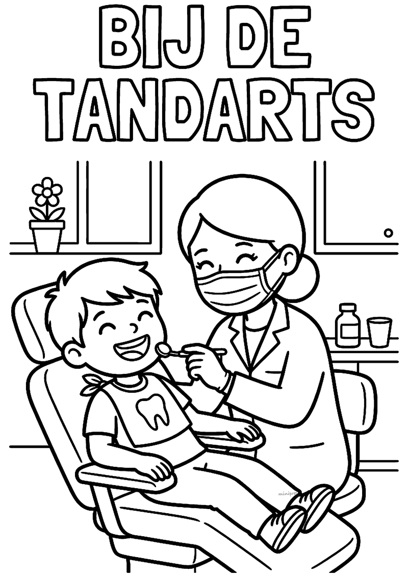 Bij de tandarts kleurplaat
