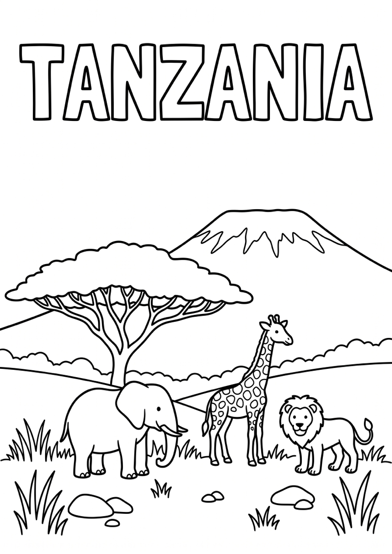 Tanzania Kleurplaat — gratis kleurplaat printen