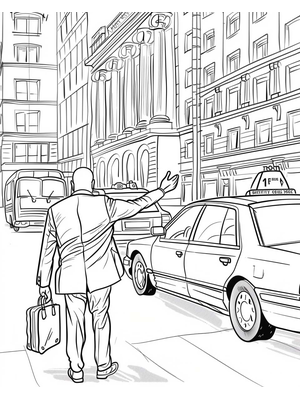 Taxichauffeur Kleurplaat 1 — gratis kleurplaat printen