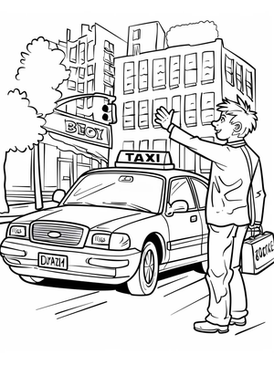 Taxichauffeur Kleurplaat 2 — gratis kleurplaat printen