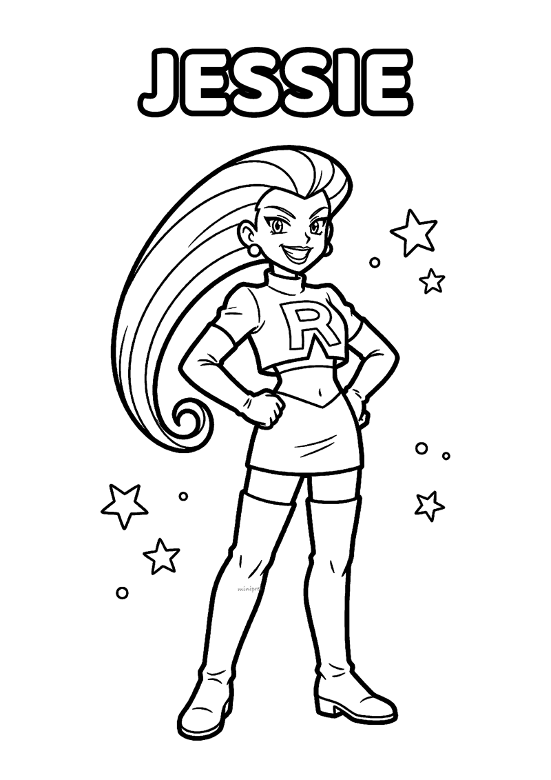 Team Rocket Jessie Kleurplaat — gratis kleurplaat printen